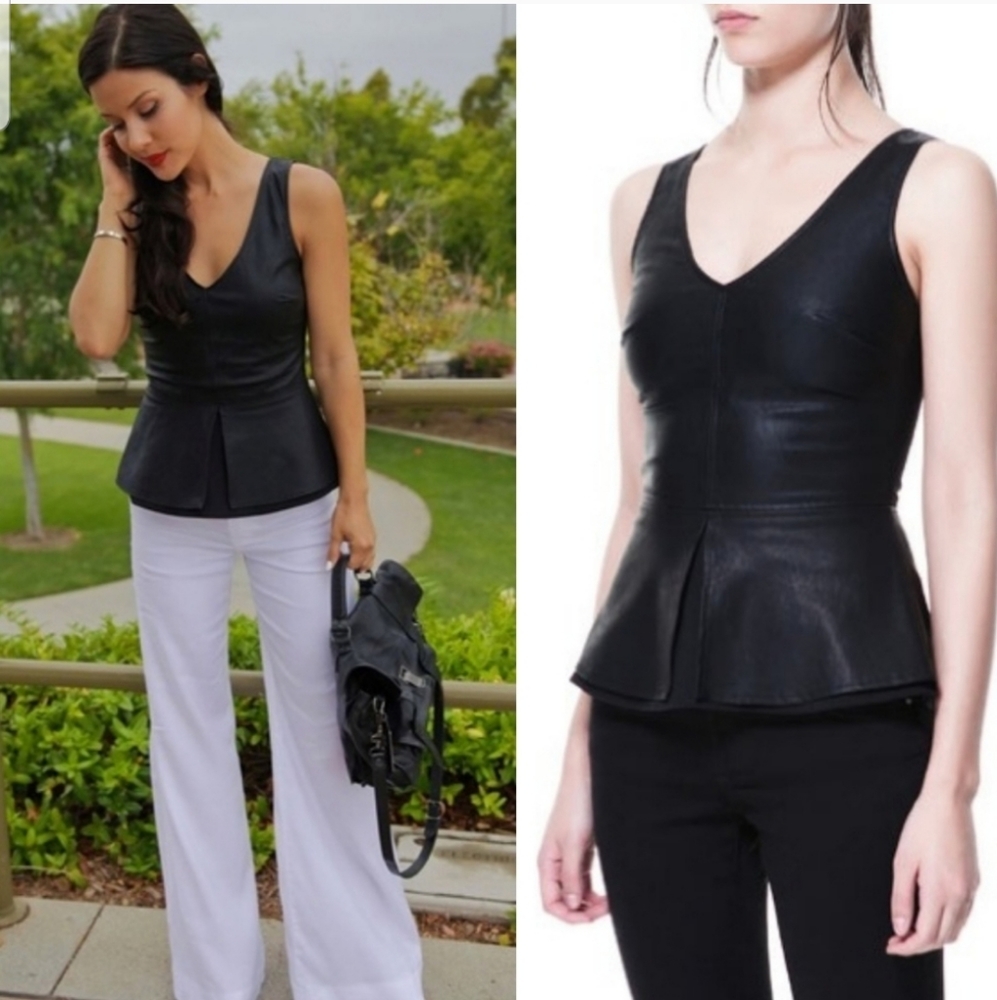 4/$25 ZARA Faux Leather Peplum Top